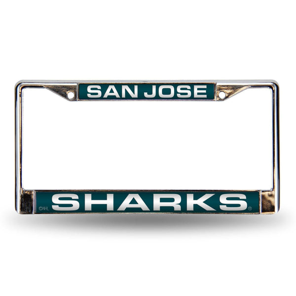 Mercedes License Plate Frame San Jose Sharks Teal Laser Chrome Frame
