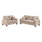 Sand Fabric 2 Pieces Sofa Set With Pillows In Beige-Sofas-Beige-PlywoodSolid PinePlastic Leg FoamFiber Battings-JadeMoghul Inc.