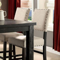 Sania II Rustic Counter Height Chair, Black Finish, Set Of 2-Living Room Furniture Sets-Ivory & Black-Linen-like Fabric Solid Wood Wood Veneer-JadeMoghul Inc.