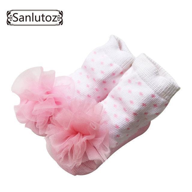 Sanlutoz Baby Socks Infant Socks for Girls Newborns Socks for Princess Holiday Birthday Gifts for Baby Girls Fashion 0-12 Months-Pink Tulle with Dots-JadeMoghul Inc.