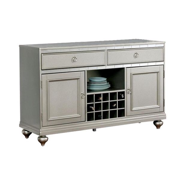 Sarina Contemporary Style Server, Silver Gray Finish-Wine and Bar Cabinets-Silver Gray Finish-Wood-JadeMoghul Inc.