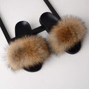 SARSALLYA Fur Slippers Women Real Fox Fur Slides Home Furry Flat Sandals Female Cute Fluffy House Shoes Woman Brand Luxury 2020 AExp