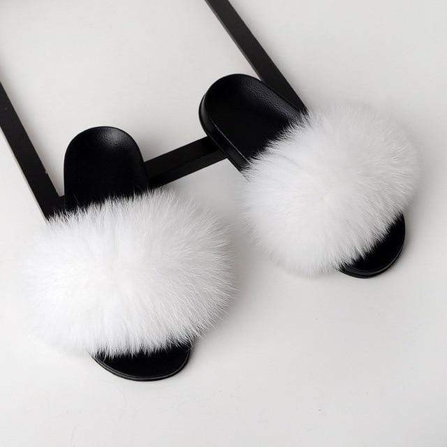 SARSALLYA Fur Slippers Women Real Fox Fur Slides Home Furry Flat Sandals Female Cute Fluffy House Shoes Woman Brand Luxury 2020 AExp