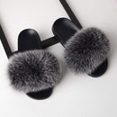 SARSALLYA Fur Slippers Women Real Fox Fur Slides Home Furry Flat Sandals Female Cute Fluffy House Shoes Woman Brand Luxury 2020 AExp