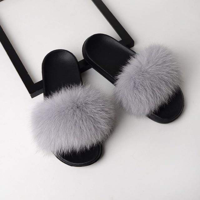 SARSALLYA Fur Slippers Women Real Fox Fur Slides Home Furry Flat Sandals Female Cute Fluffy House Shoes Woman Brand Luxury 2020 JadeMoghul Inc. 