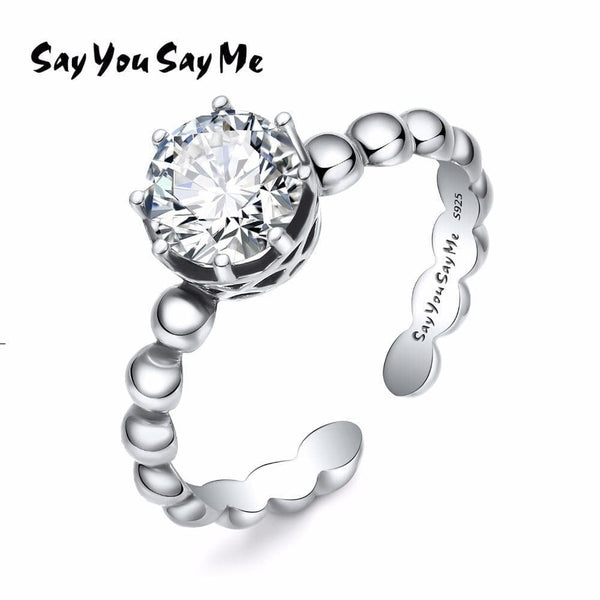 Say You Say Me 925 Sterling Silver Adjustable White Zircon Rings Wedding&Engagement Bridal Jewelry Cuff Rings 2018 Fashion--JadeMoghul Inc.
