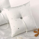 Scattered Pearls & Crystals Square Ring Pillow White (Pack of 1)-Wedding Ceremony Accessories-JadeMoghul Inc.