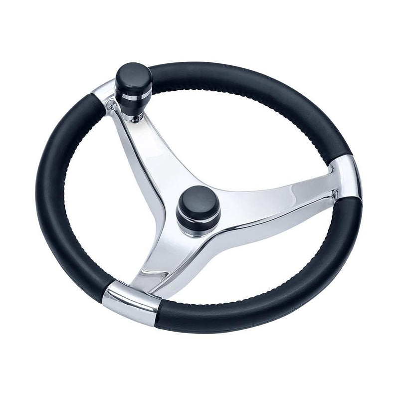 Schmitt Ongaro Evo Pro 316 Cast Stainless Steel Steering Wheel w-Control Knob - 15.5" Diameter [7241521FGK]-Steering Wheels-JadeMoghul Inc.