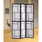 Screens and Room Dividers Stylish 3 Panel Wooden Folding Screen, Black Benzara