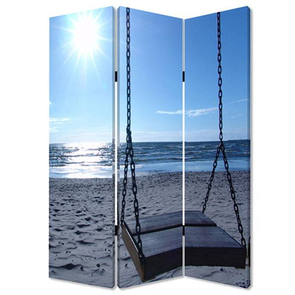 Screens Balcony Privacy Screen - 1" x 48" x 72" Multi-Color, Wood, Canvas, Seaside Serenity - Screen HomeRoots