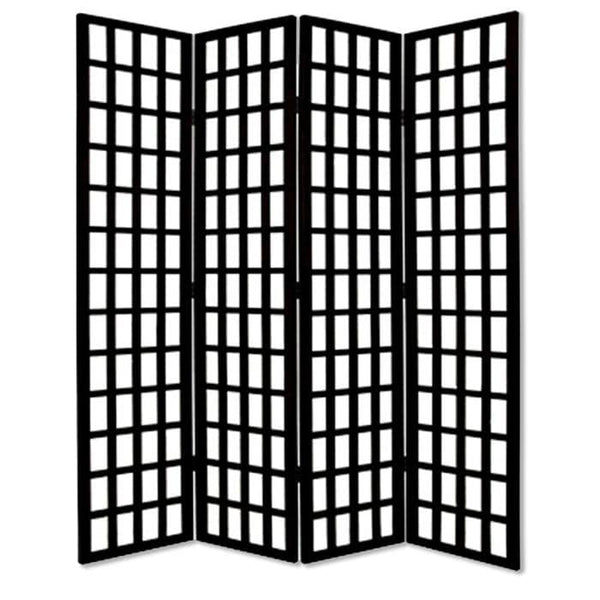 Screens Black Screen - 1" x 80" x 96" Black, 4 Panel, Floor, Wood, Window Pane - Screen HomeRoots