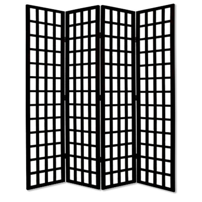 Screens Black Screen - 1" x 80" x 96" Black, 4 Panel, Floor, Wood, Window Pane - Screen HomeRoots