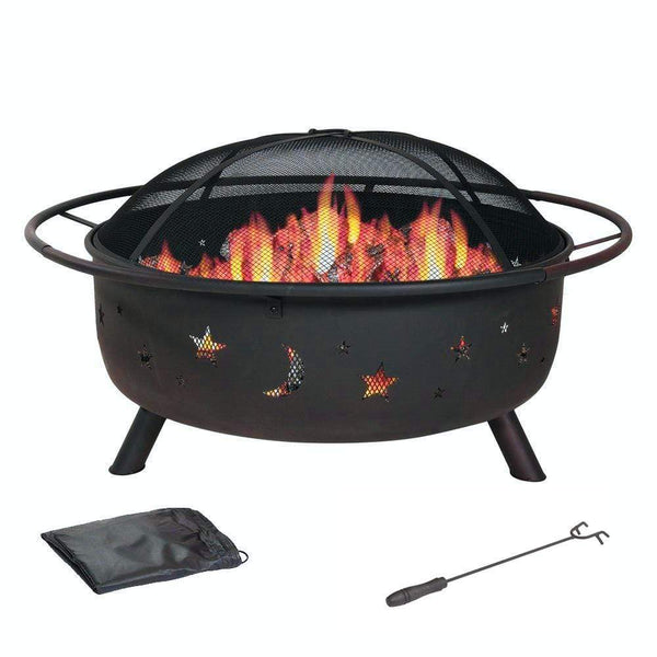 Screens Black Screen - 30" Wood Burning Fire Pit with Charcoal Grill and Spark Screen HomeRoots