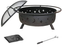 Screens Black Screen - 30" Wood Burning Fire Pit with Charcoal Grill and Spark Screen HomeRoots