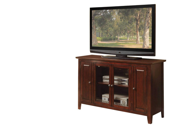 Screens Fireplace Screen Doors - 17" X 52" X 33" Espresso Wood Glass TV Stand for Flat Screen TVs up to 60" HomeRoots