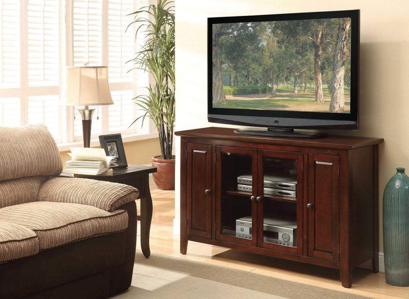 Screens Fireplace Screen Doors - 17" X 52" X 33" Espresso Wood Glass TV Stand for Flat Screen TVs up to 60" HomeRoots