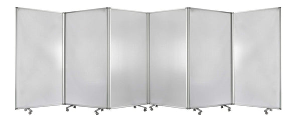 Screens Folding Screen - 212" x 1" x 71" Clear, Metal, 6 Panel, Resilient Screen HomeRoots