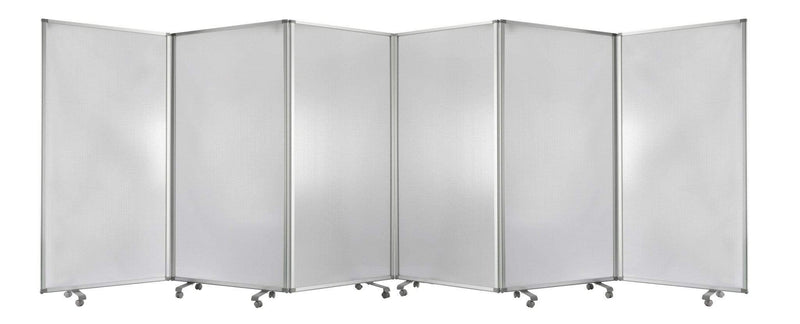 Screens Folding Screen - 212" x 1" x 71" Clear, Metal, 6 Panel, Resilient Screen HomeRoots
