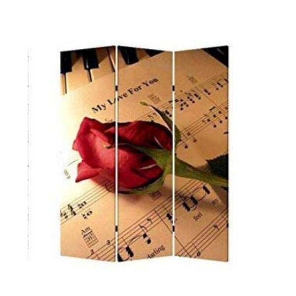 Screens Front Screen Doors - 1" x 48" x 72" Multi-Color, Wood, Canvas, Music - Screen HomeRoots