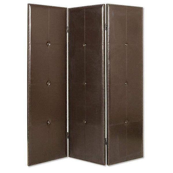 Screens Front Screen Doors - 1" x 60" x 72" Brown, Faux-Leather - Screen HomeRoots