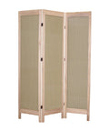 Screens Home Screen - 1" x 48" x 67" Beige, Wood & Fabric - Screen HomeRoots