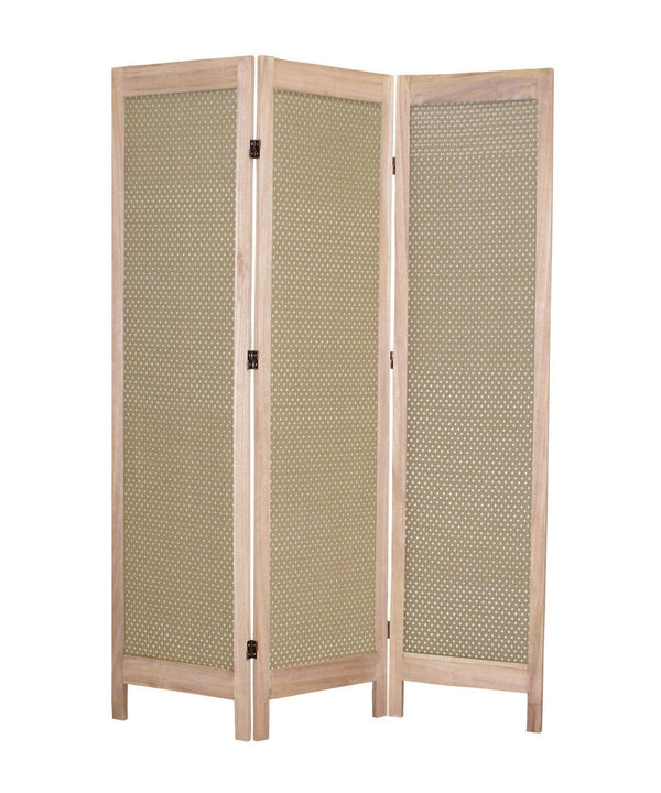 Screens Home Screen - 1" x 48" x 67" Beige, Wood & Fabric - Screen HomeRoots