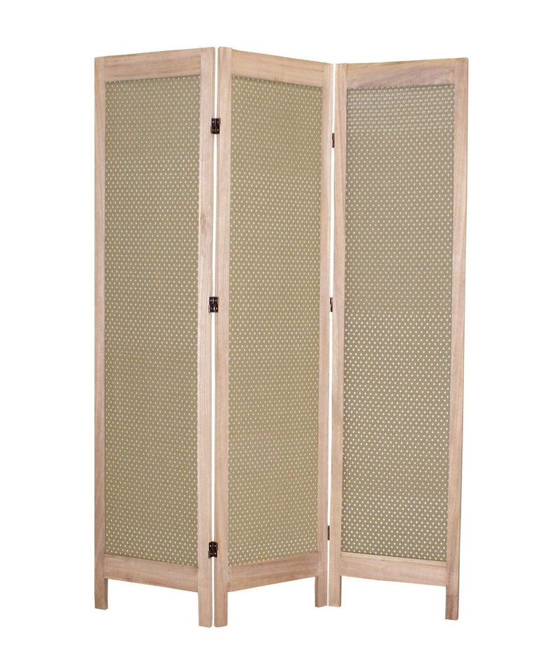 Screens Home Screen - 1" x 48" x 67" Beige, Wood & Fabric - Screen HomeRoots