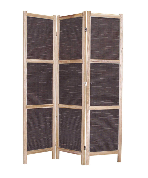 Screens Home Screen - 1" x 48" x 67" Brown, Wood & Fabric - Screen HomeRoots