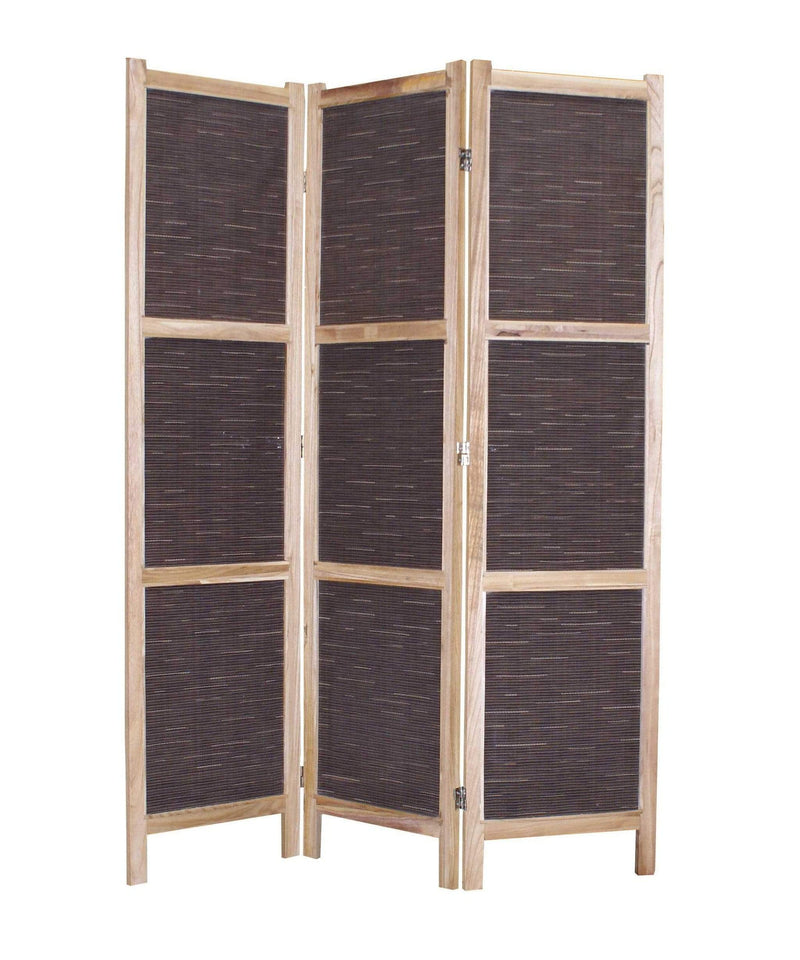 Screens Home Screen - 1" x 48" x 67" Brown, Wood & Fabric - Screen HomeRoots
