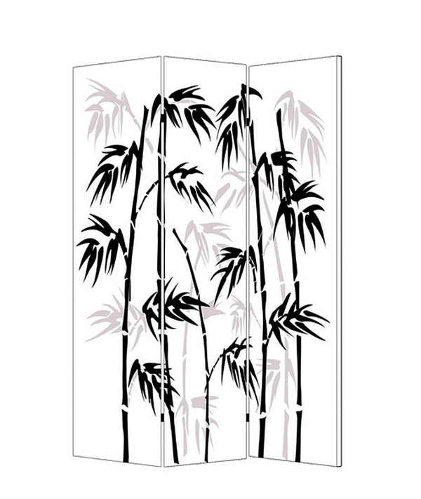 Screens Home Screen - 1" x 48" x 72" Multi-Color, Wood, Canvas, Bamboo Leaf - Screen HomeRoots