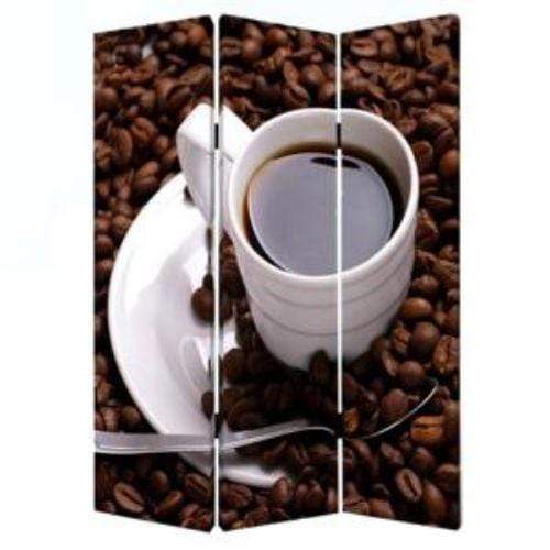 Screens Home Screen - 1" x 48" x 72" Multi-Color, Wood, Canvas Coffee Time - Screen HomeRoots