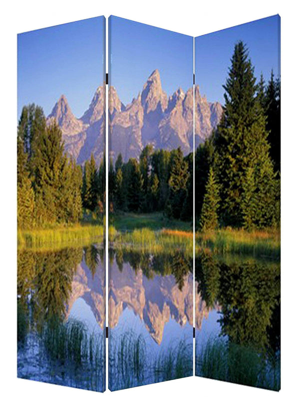Screens Home Screen - 1" x 48" x 72" Multi-Color, Wood, Canvas, Mountain Peaks - Screen HomeRoots