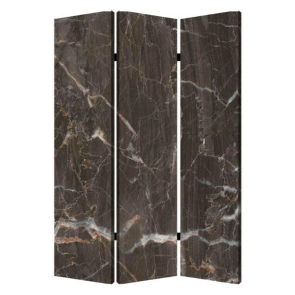 Screens Outdoor Privacy Screen - 1" x 48" x 72" Multi-Color, Wood, Canvas, Black Marble - Screen HomeRoots