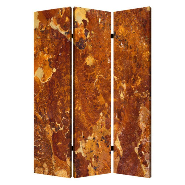 Screens Outdoor Privacy Screen - 1" x 48" x 72" Multi-Color, Wood, Canvas, Brown Marble - Screen HomeRoots