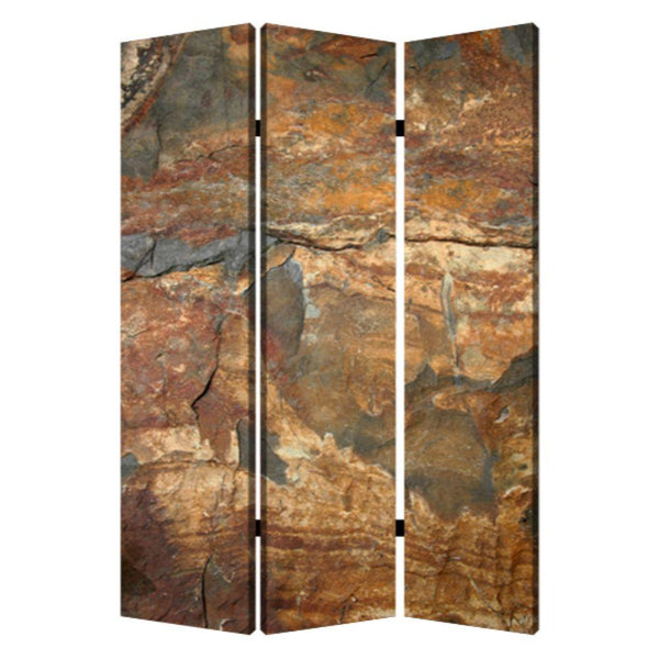 Screens Outdoor Privacy Screen - 1" x 48" x 72" Multi-Color, Wood, Canvas, Dark Brown Slate - Screen HomeRoots