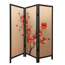 Screens Outdoor Screen - 60" x 1" x 63" Brown, Fabric And Wood, Blooming - 3 Panel Screen HomeRoots