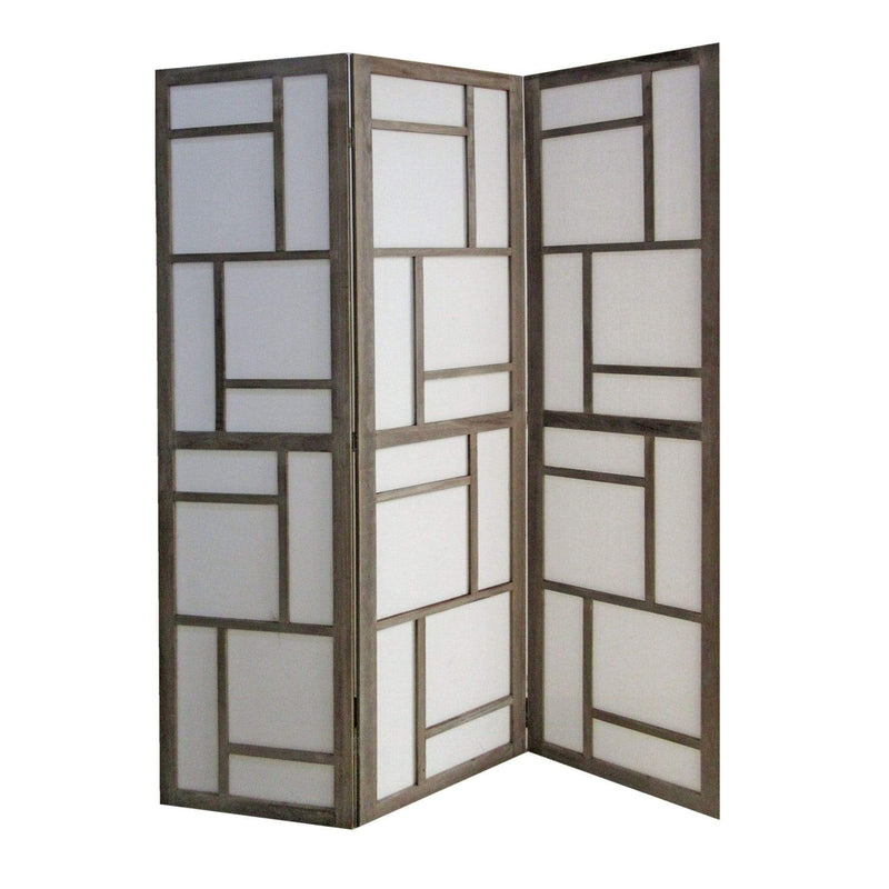 Screens Outdoor Screen - 67" x 1.5" x 50" Gray, Fabric And Wood - 3 Panel Screen HomeRoots