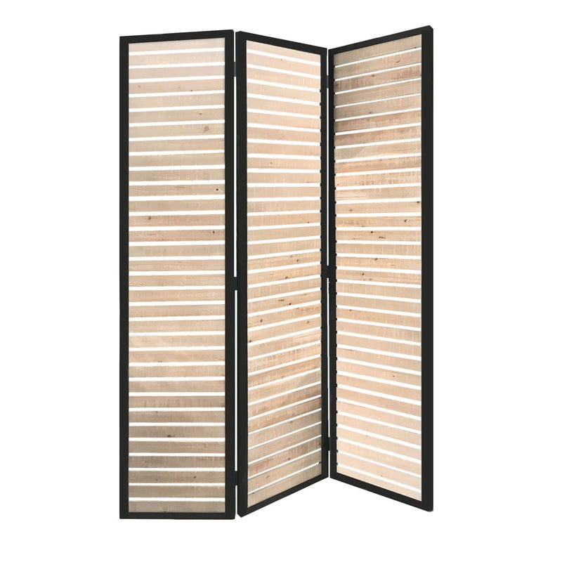 Screens Patio Privacy Screen - 41" x 1.5" x 67" Natural Brown, Wood And Metal - Screen HomeRoots