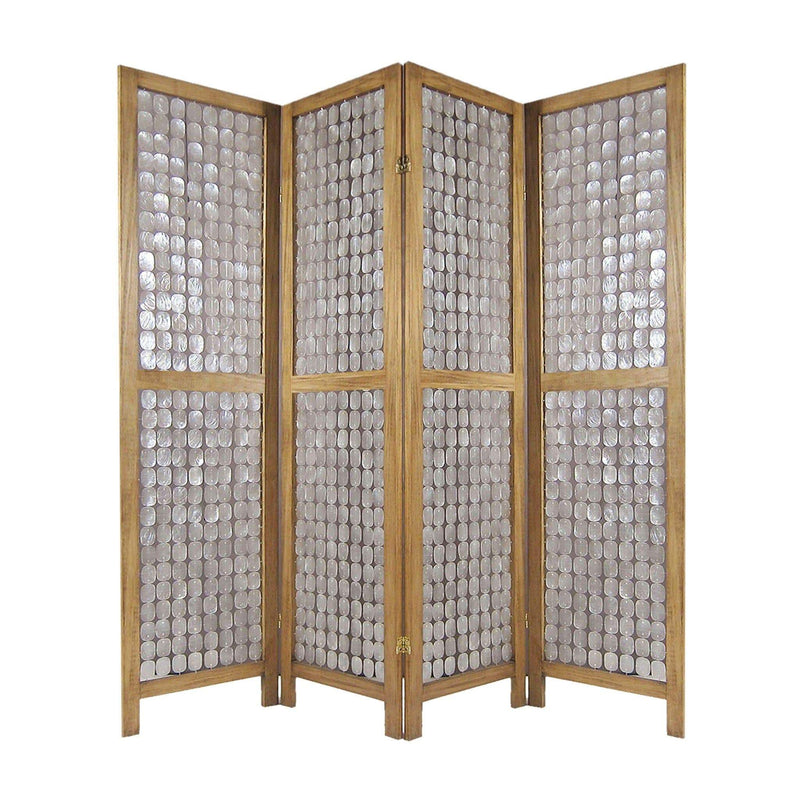 Screens Patio Privacy Screen - 84" x 1.5" x 84" Clear, Capiz Shell - Screen HomeRoots