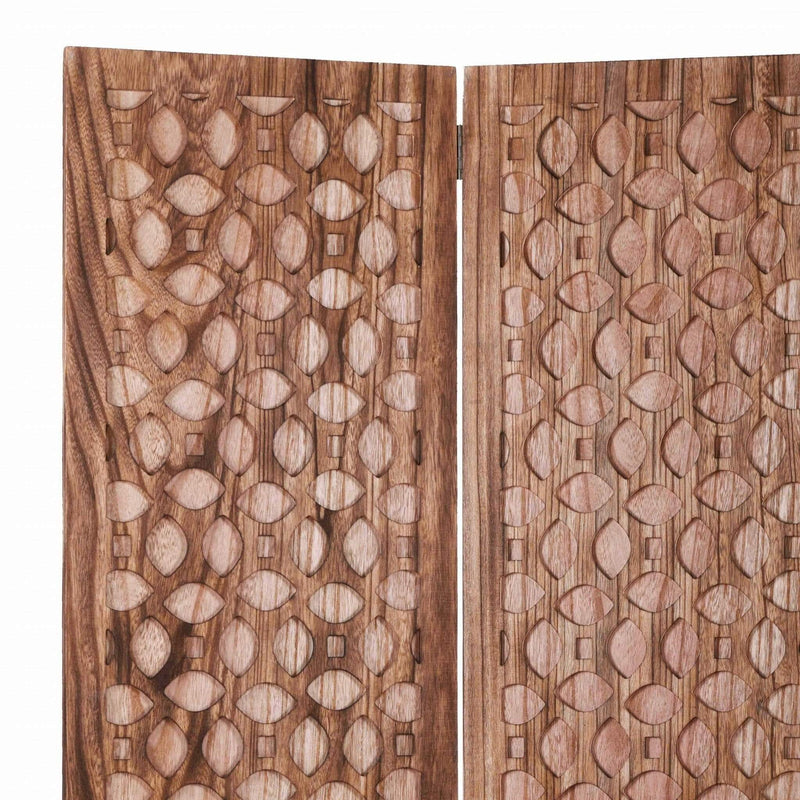 Screens Patio Screen - 47" x 1" x 67" Brown, Carved Wood - Screen HomeRoots