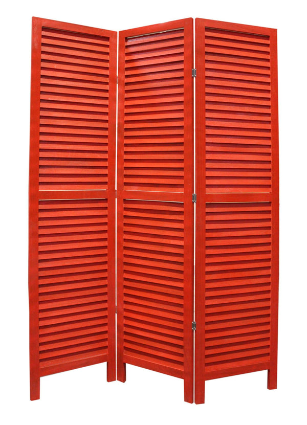 Screens Red Screen - 1" x 48" x 67" Red, Wood, Shutter -Screen HomeRoots