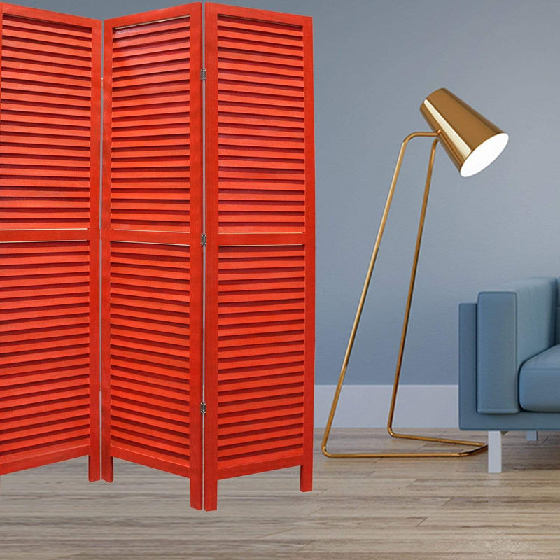 Screens Red Screen - 1" x 48" x 67" Red, Wood, Shutter -Screen HomeRoots