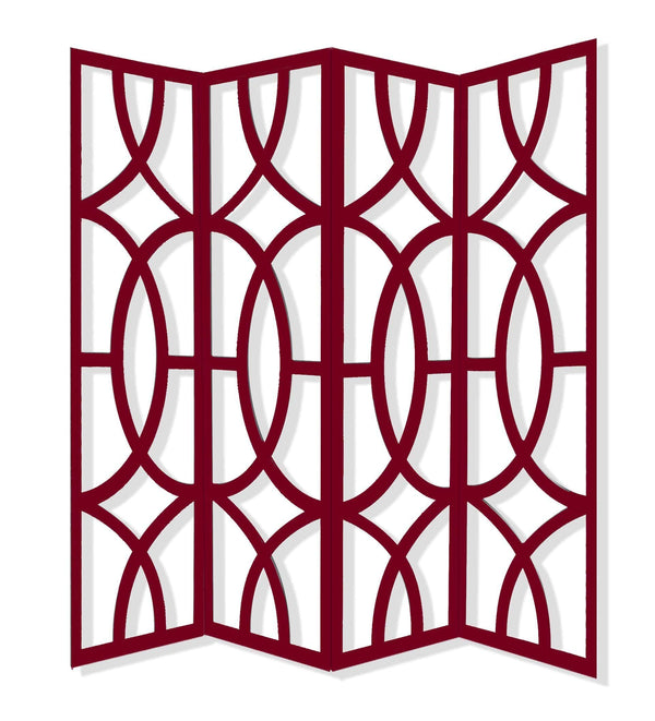 Screens Red Screen - 84" x 2" x 84" Red, Wood, 4 Panel - Screen HomeRoots