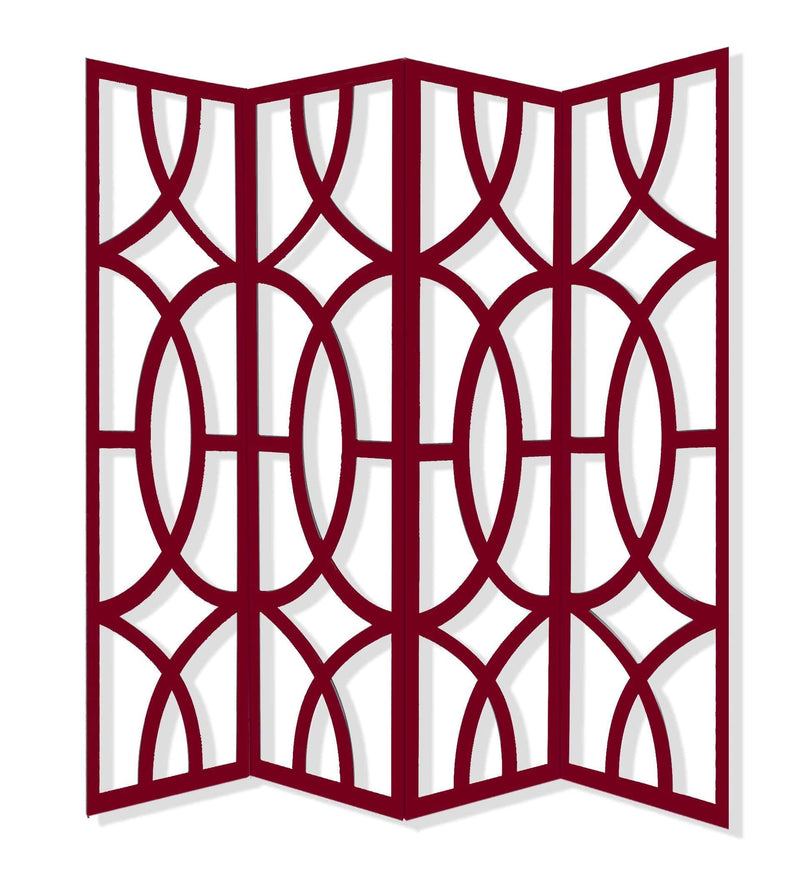 Screens Red Screen - 84" x 2" x 84" Red, Wood, 4 Panel - Screen HomeRoots