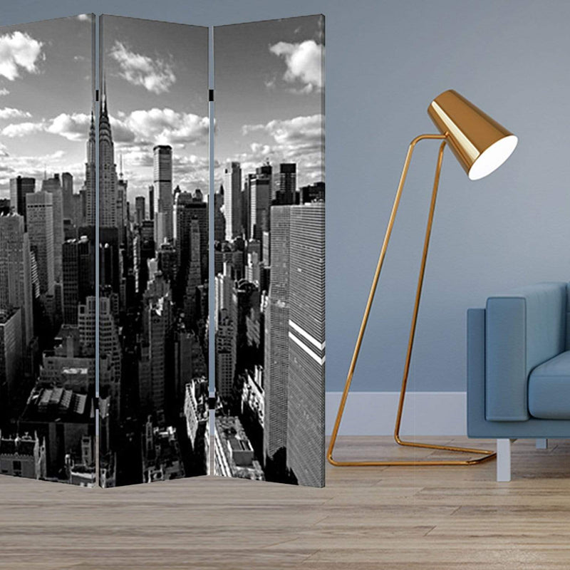 Screens Screen Door - 1" x 48" x 72" Multi-Color, Wood, Canvas, New York Skyline - Screen HomeRoots