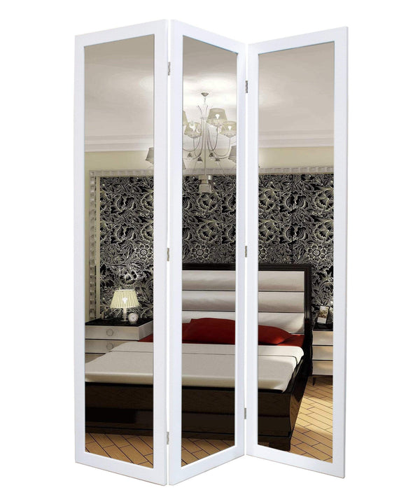 Screens White Screen - 1" x 50" x 69" White, Glass & Wood, Mirror - Screen HomeRoots