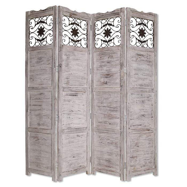 Screens White Screen - 1" x 76" x 84" White, Wood- Screen HomeRoots