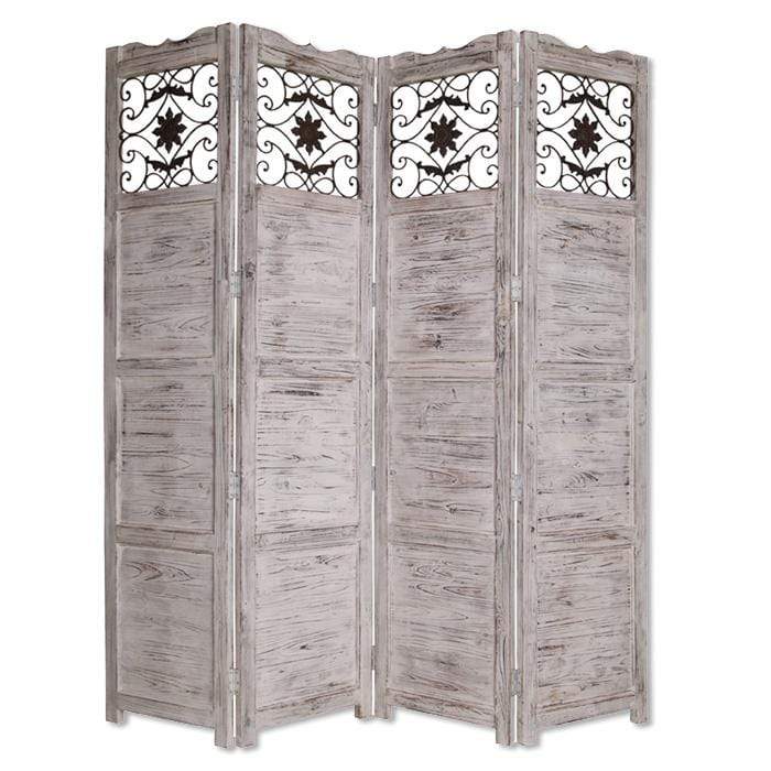 Screens White Screen - 1" x 76" x 84" White, Wood- Screen HomeRoots