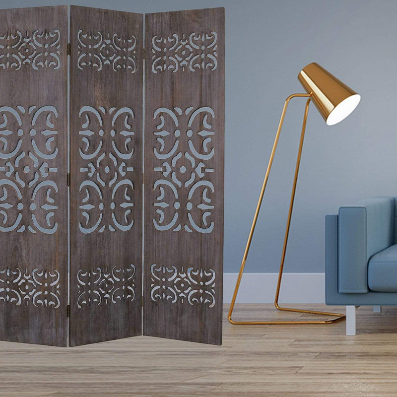 Screens Wood Screen Doors - 1" x 52" x 67" Brown, 3 Panel, Wood - Screen HomeRoots