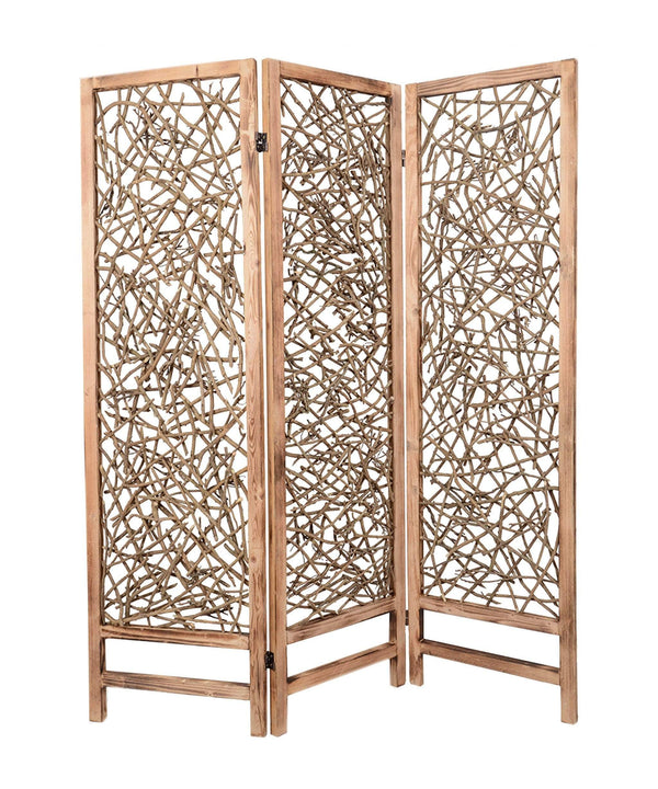 Screens Wood Screen Doors - 1" x 60" x 69" Brown, 3 Panel, Wood, Foldable - Screen HomeRoots